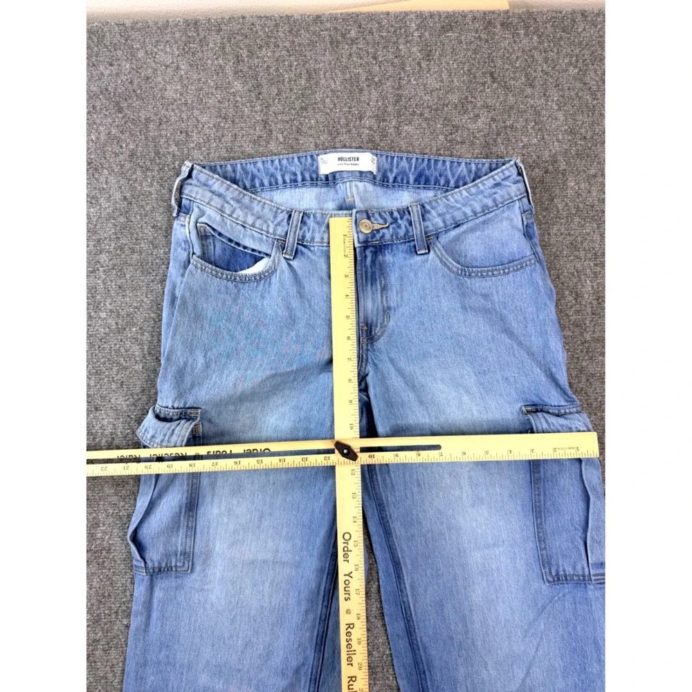 Y2K Hollister Low-Rise‎ Baggy Cargo Jeans Light Wash Blue W29 Short 8S 355D3429
